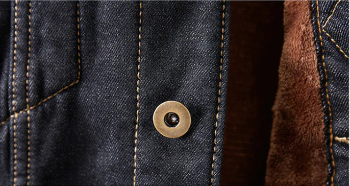 Men's Thick Fleece Lined Denim Jacket - Slim Fit Style