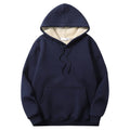 Perbai Mens Winter Warm Fleece Hoodie Pullover Long Sleeve Sherpa Lined Hooded Sweatshirt with Pocket(Navy-L)