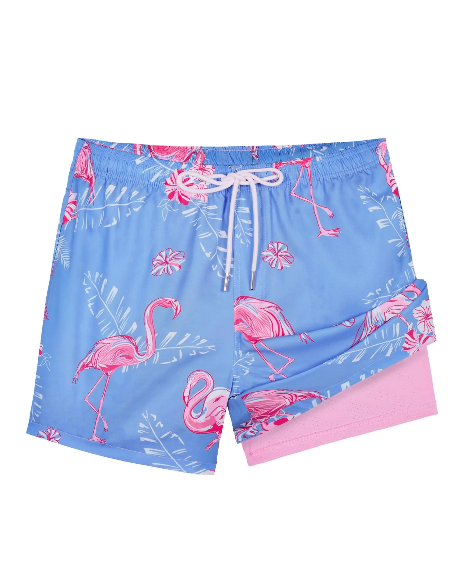 Gleeease Swim Trunks Mens 5 Inch Inseam Compression Liner Men Bathing Suit Lined Board Shorts Mens Swimming Stretch 2in1 Suits