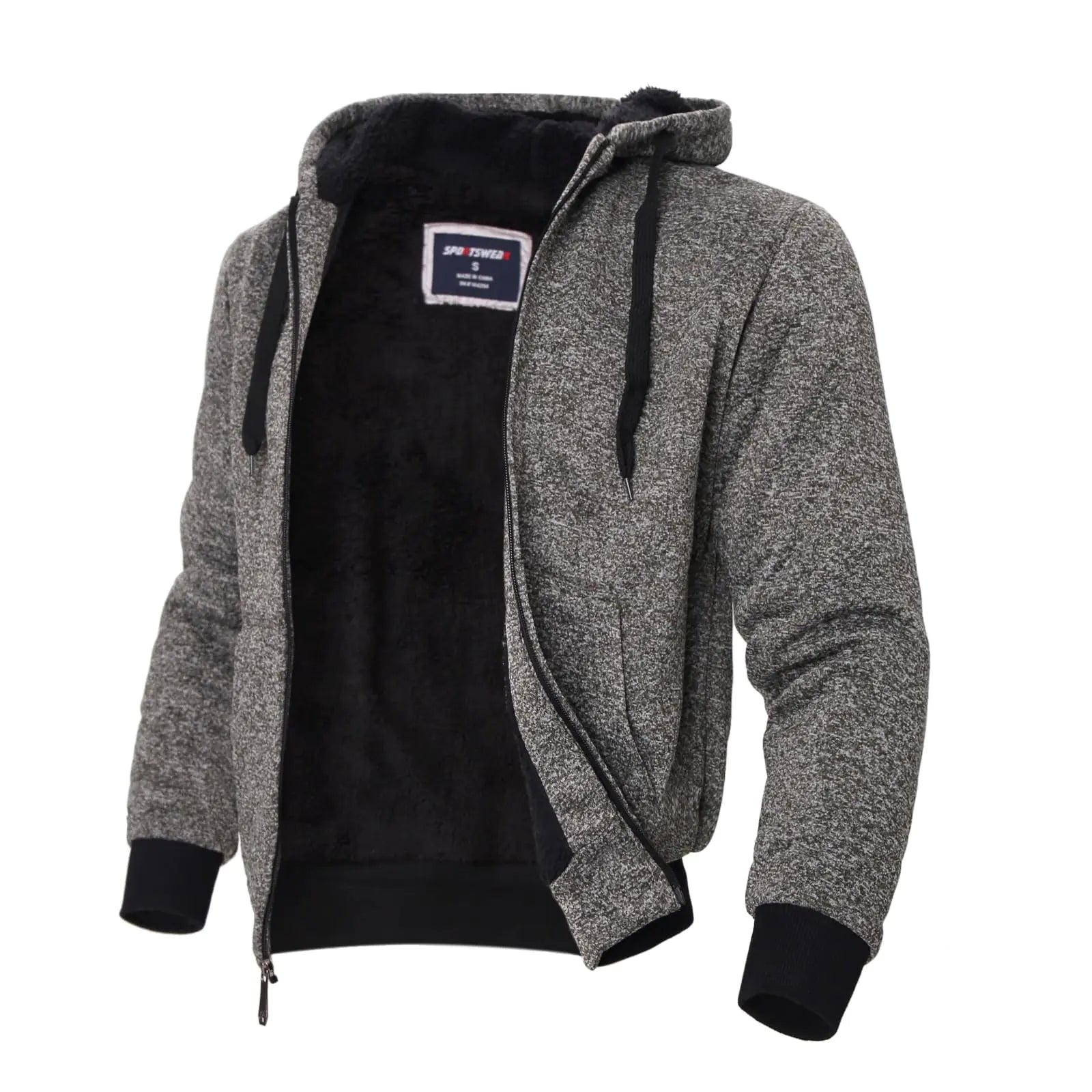 Big and Tall Mens Jacket Zip Front Sherpa Lined Winter Warm Thermal Fleece Workout Hoodie Olive 5XL