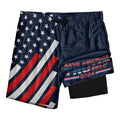 TURMHAWI Mens Swim Trunks with Compression Liner 7 Inch Inseam Stretch Quick Dry Swim Trunks for Men Swimming Trunks Navy USA Flag Mens Board Shorts Swimwear Bathing Suit Beach Shorts XX-Large