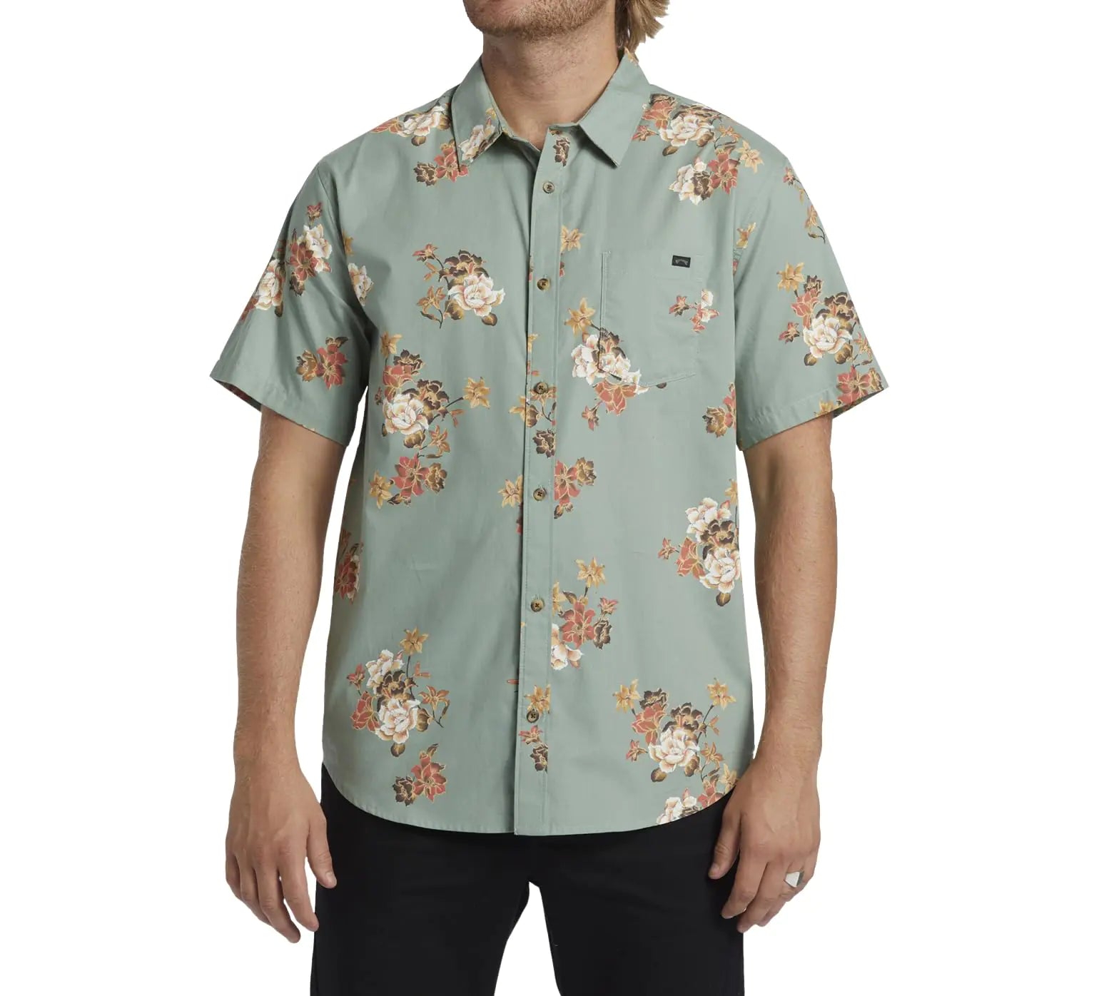 Billabong Mens Classic Sundays Woven Short Sleeve Shirt Sage