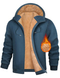 UMIPUBO Mens Fleece Hoodie Winter Zip Up Sweatshirt Sherpa Lined Jacket Heavyweight Hoodies Pullover Warm Coat Hooded Outwear(BlueXXL)