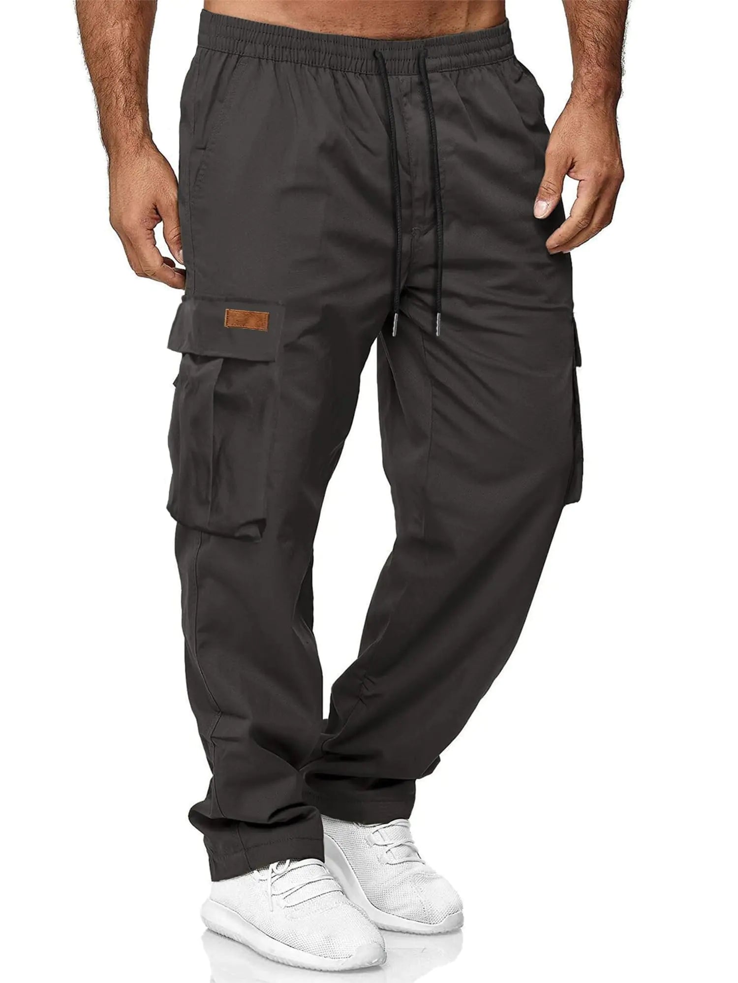 Men's Casual Cargo Joggers - Tactical Sweatpants with Pockets and Drawstring