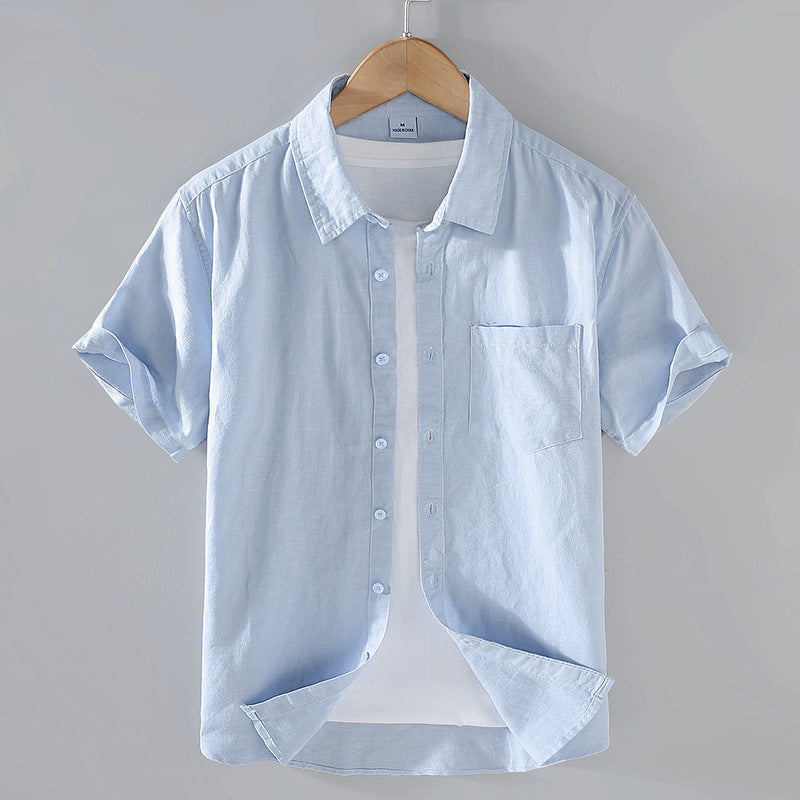 Men's Summer Linen Short Sleeve Shirt - Casual Top