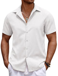 COOFANDY Men's Linen Button-Down Shirt - Casual Beach Wedding Short Sleeve