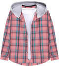 Geckatte Kids Boys Girls Button Down Shirts Long Sleeve Lightweight Plaid Hooded Flannel Shirt Cute Tops