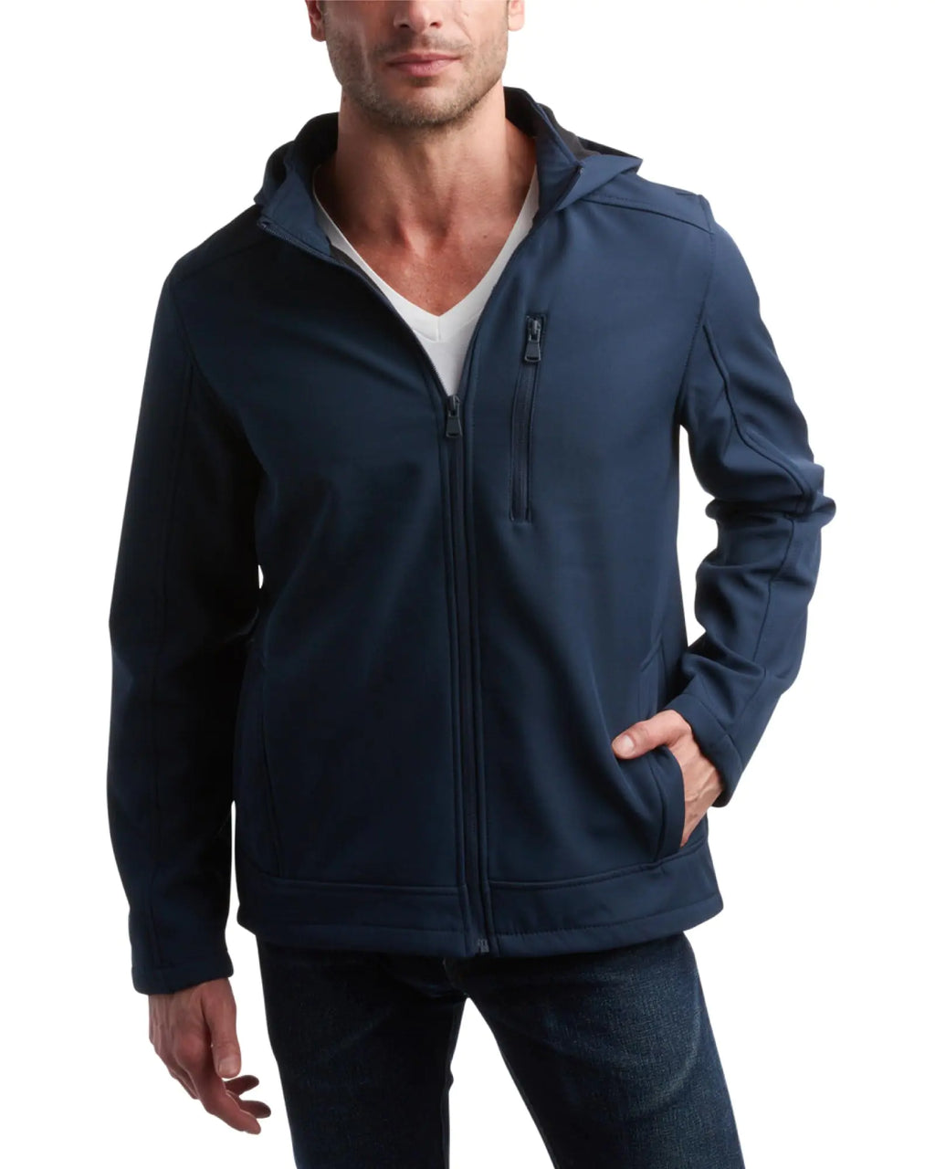 Perry Ellis Mens Jacket - Weather Resistant Fleece Lined Softshell Coat - Lightweight Casual Jacket for Men (S-XXL) Size XX-Large Navy/Blue