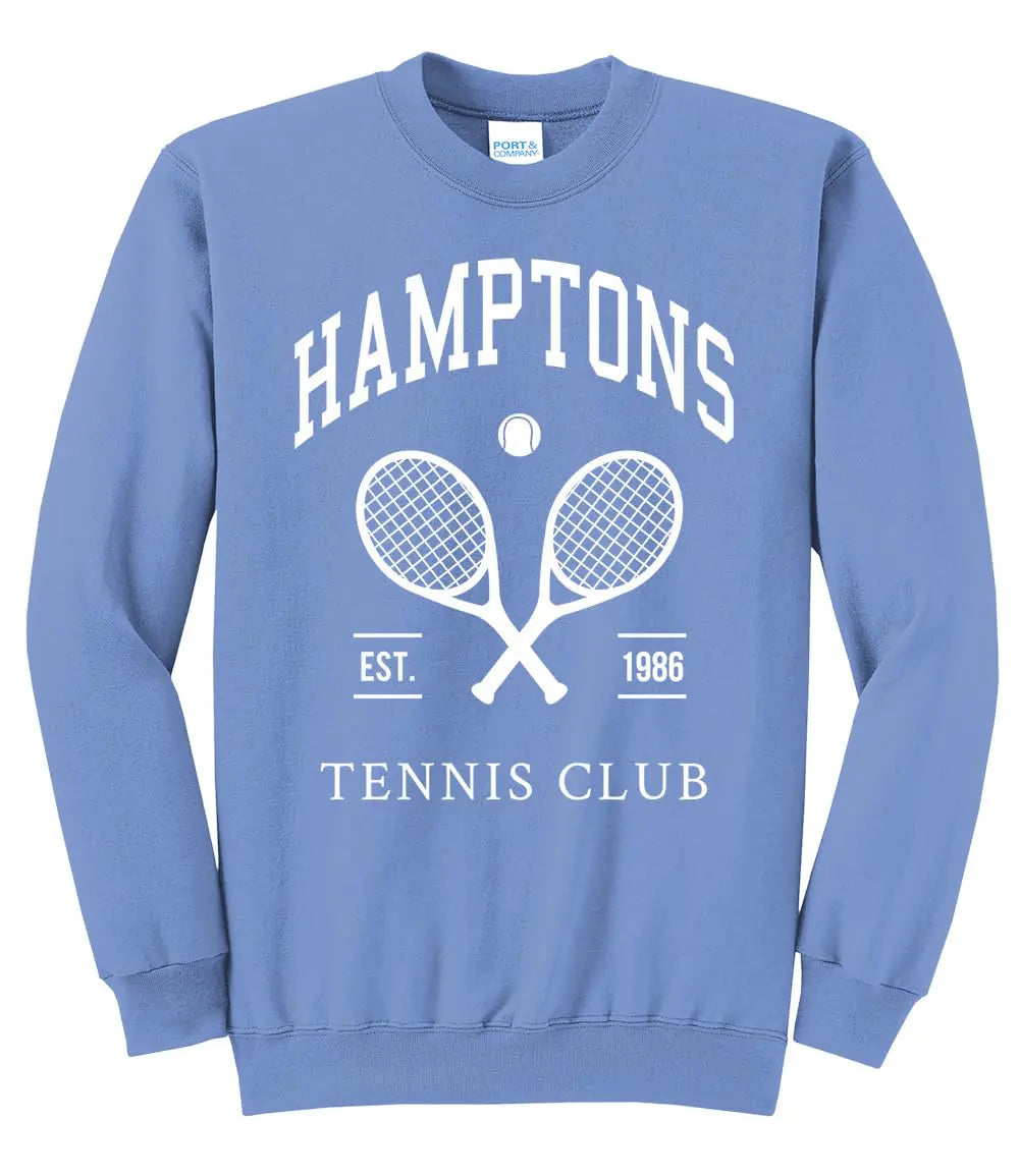 Hamptons Tennis Club Sweatshirt - Vintage Preppy Lightweight Relaxed Fit