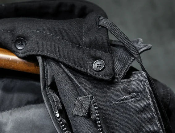 Men's Thick Fleece-Lined Denim Jacket with Hood