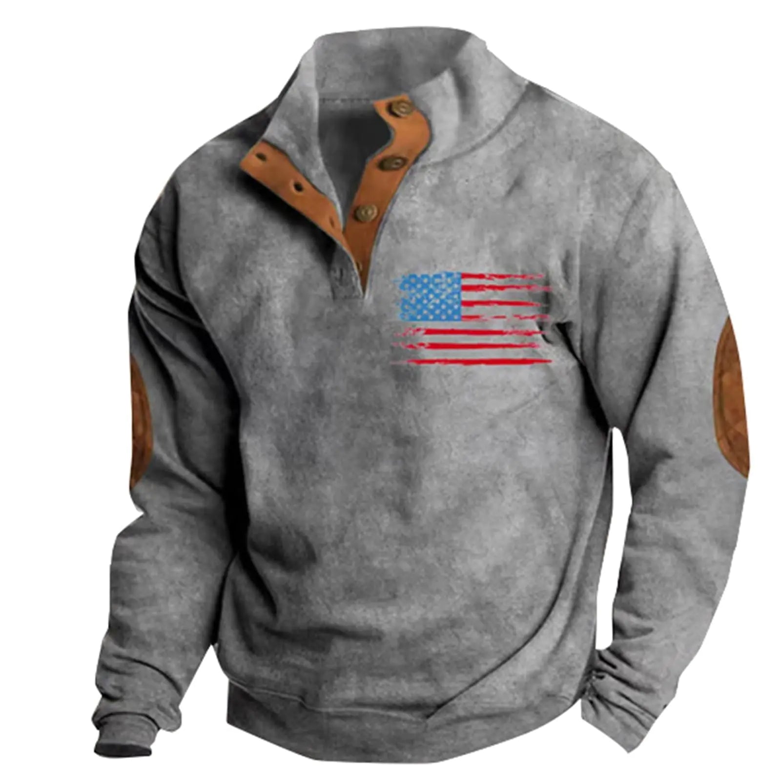Men's Vintage Western Sweatshirt - Aztec Print Button-Up Pullover Jacket