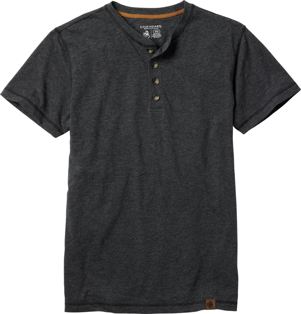 Legendary Whitetails Mens Maverick Slub Henley Short Sleeve Shirt Charcoal Heather X-Large