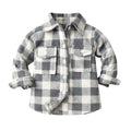 Toddler Baby Boys Plaid Flannel Shirt Long Sleeve Button Down Shirts Fur-Lined Jacket Shirt Winter Fall Tops Clothes Kids Family Matching Christmas Buffalo Plaid Shirt with Pockets Gray 18-24 Months
