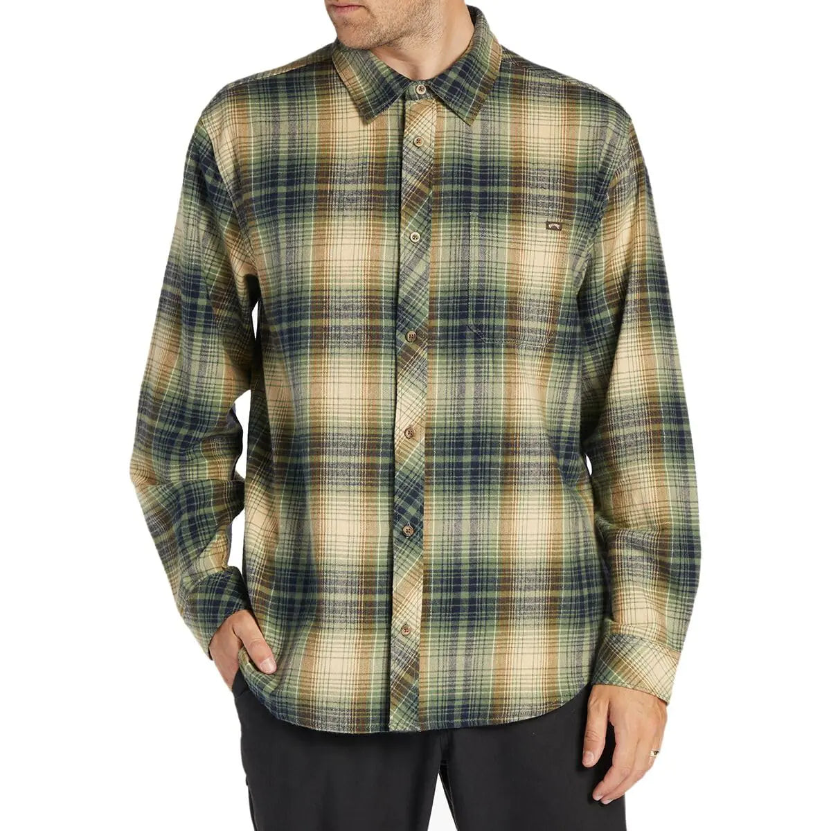 Billabong Men's Surf Sage Flannel Shirt - Cotton Yarn Dye Long Sleeve Button Up