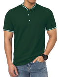 OYOZONE Men's Collarless Golf Polo Shirt - Mock Neck Athletic Fit Henley