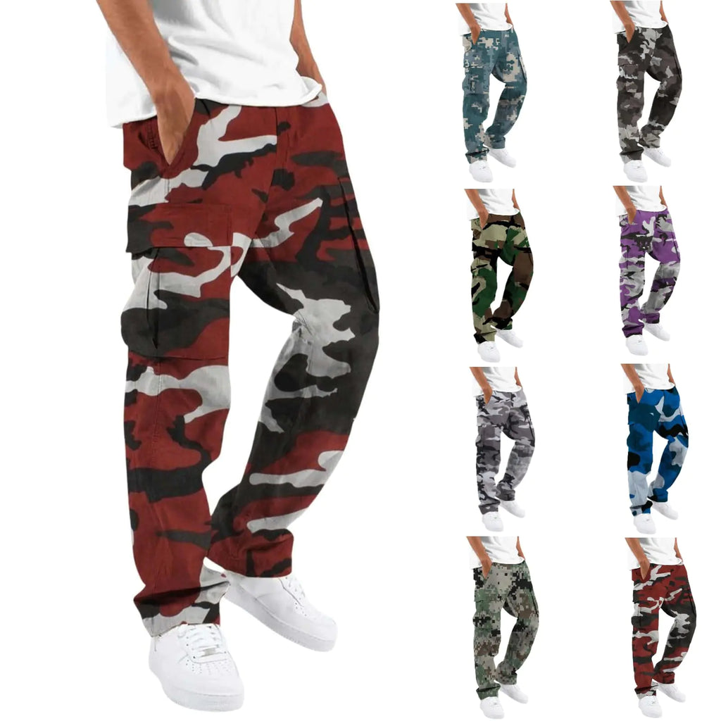 Men's Camo Cargo Tactical Pants - Lightweight Stretch Combat Pants with Pockets