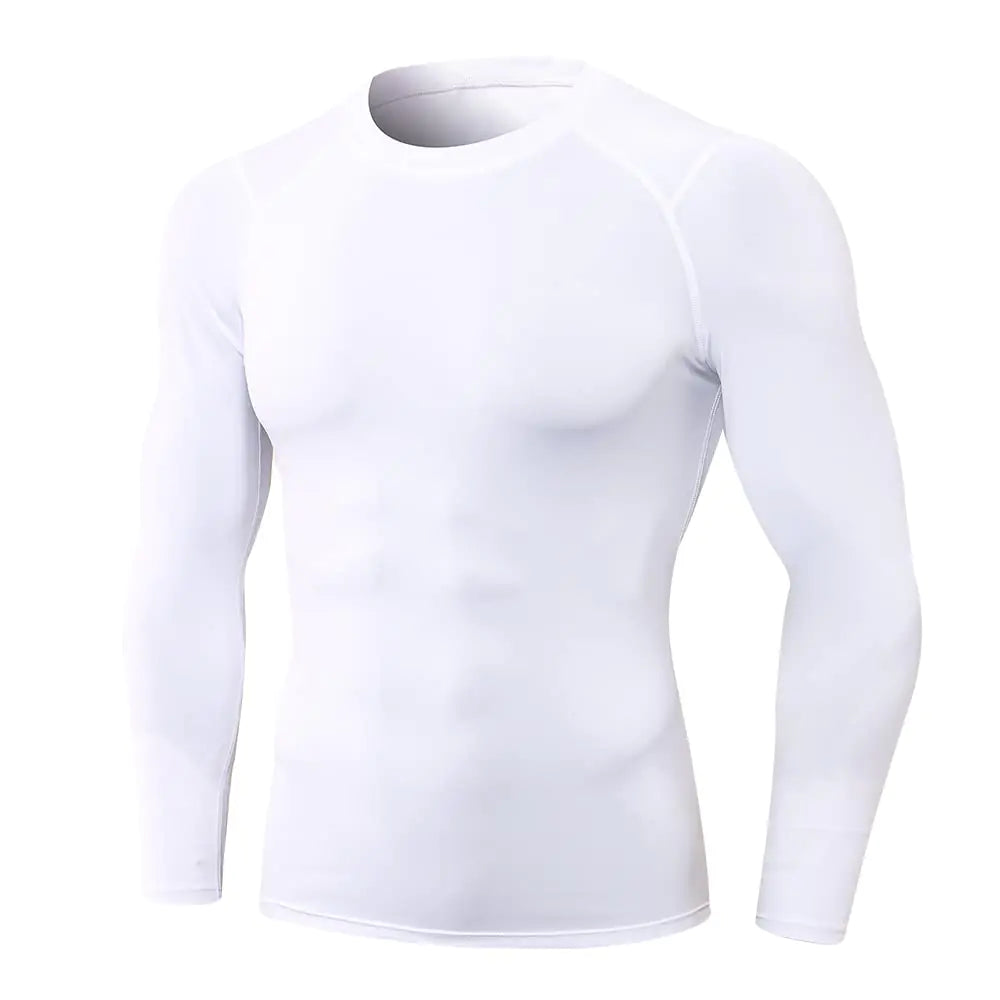 EARGFM Mens Sports Compression Shirt Running Workout Long Sleeve Quick Dry Base Layer Active Athletic Gym