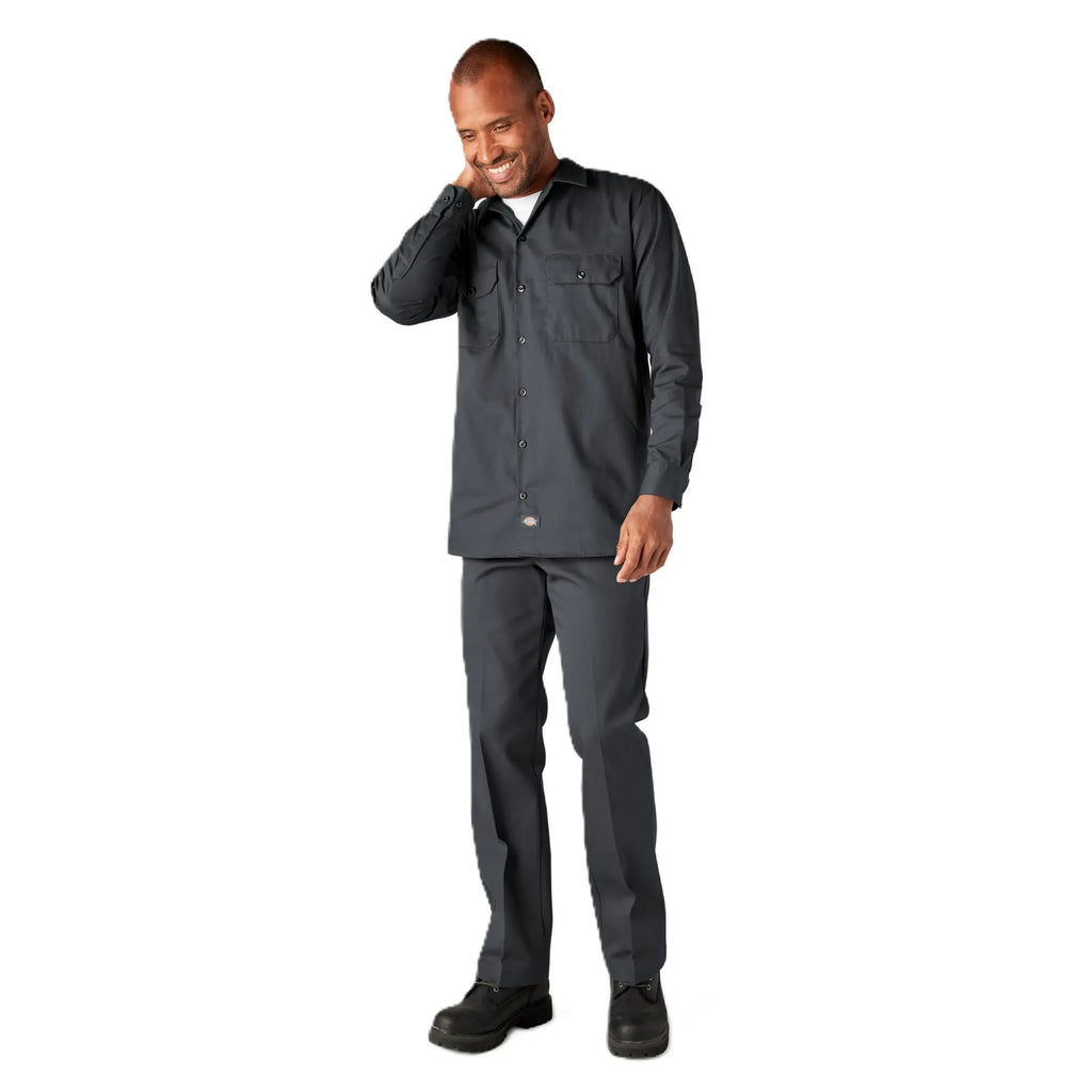 Dickies Mens Big & Tall Long Sleeve Work Shirt Charcoal