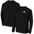 dunbrooke Mens Black Cincinnati Bengals Logo Maverick Thermal Henley Long Sleeve T-Shirt