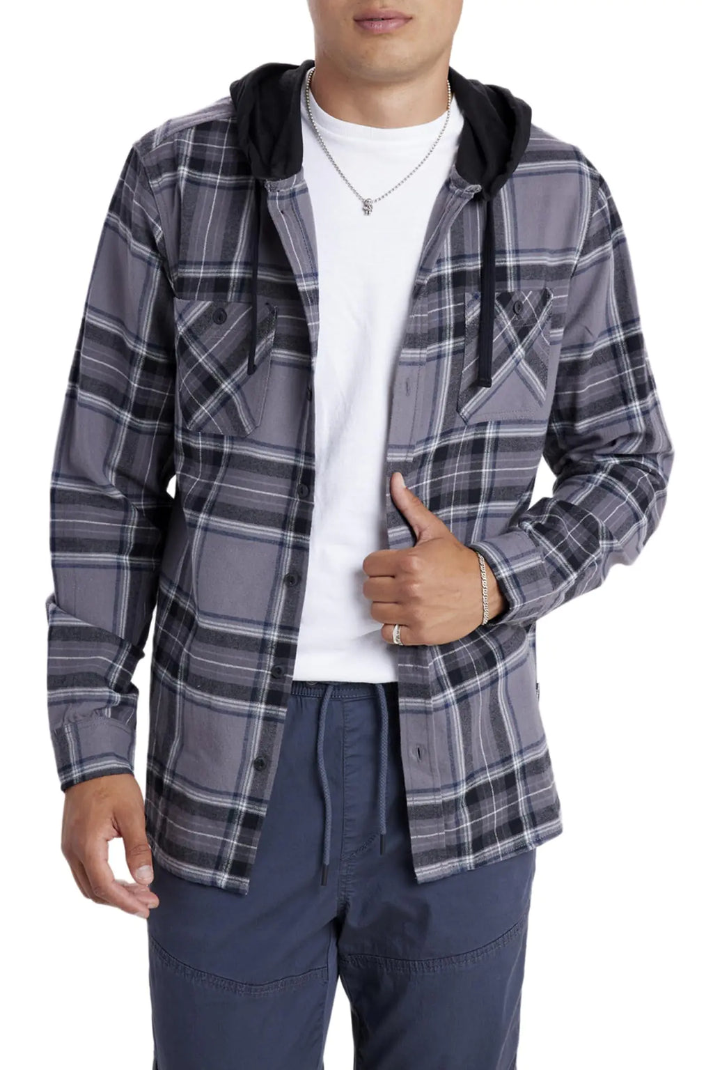 UNIONBAY Men's Classic Flannel Hoodie - Button-Up Hooded Shirt Jacket
