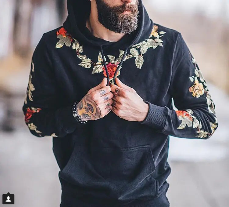 Hooded Sweatshirt for Men - Trendy Pullover with Long Sleeves
