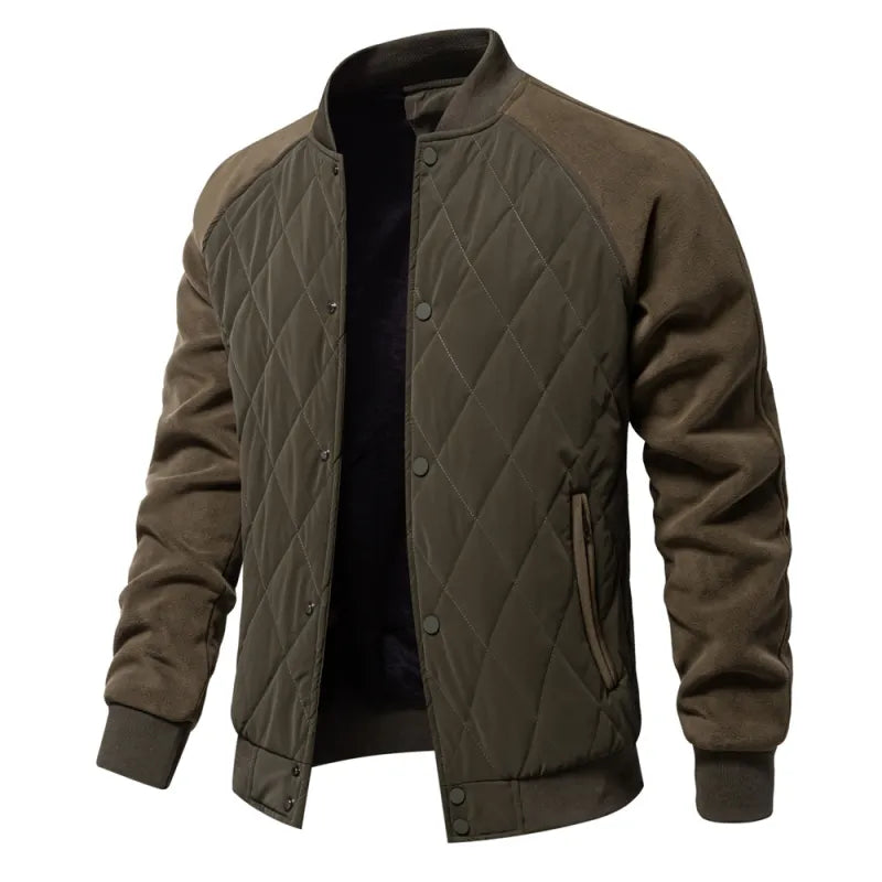 Men's Patchwork Fleece Lined Baseball Bomber Jacket - Thick Winter Coat