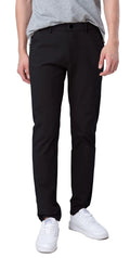 Plaid&Plain Men's Slim Fit Chino Pants - Stretch Tapered Khaki Trousers