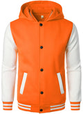 HOOD CREW Men's Hooded Varsity Letterman Jacket - Casual Sports Bomber Coat