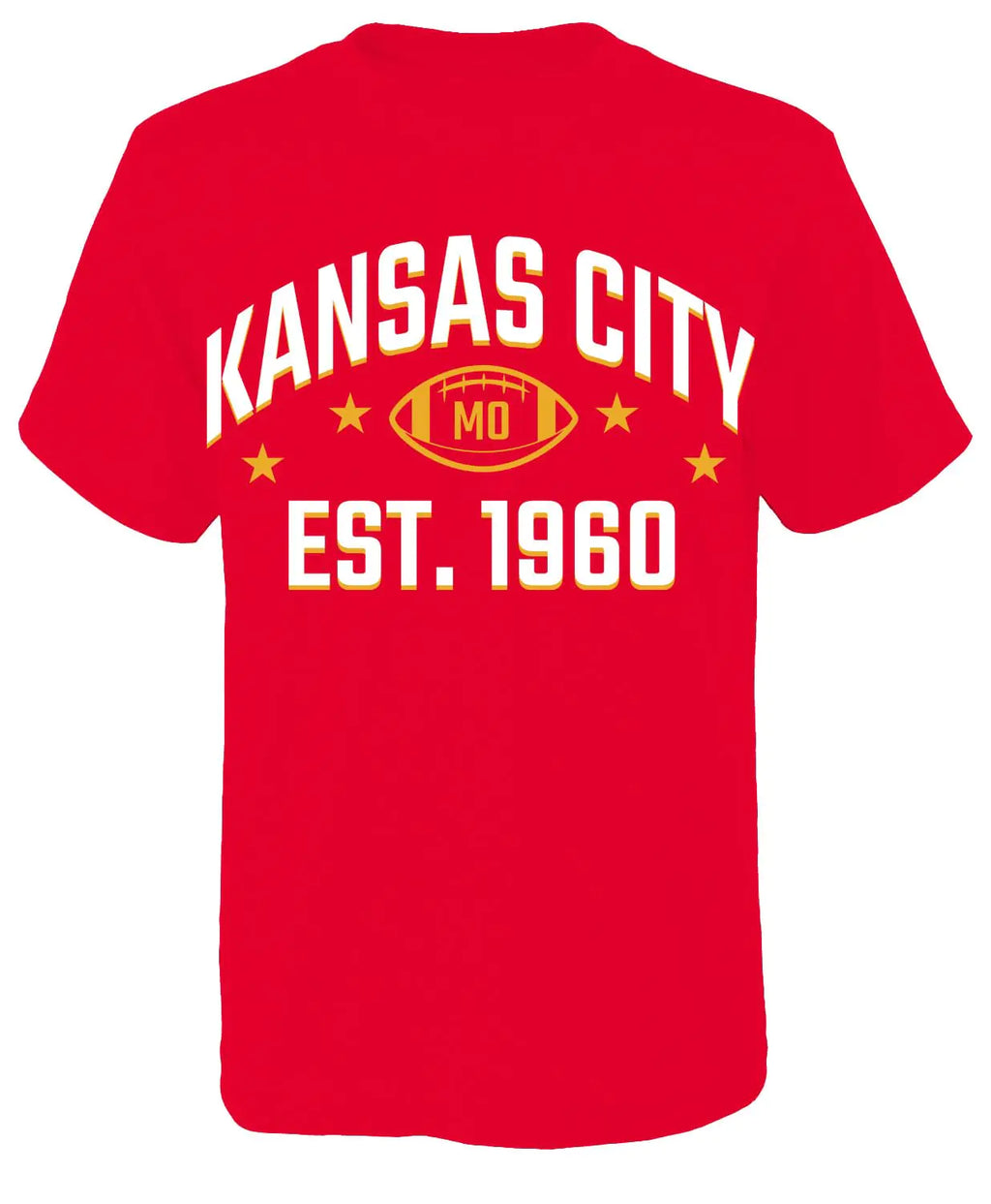 Mens Classic Football Cotton Tee T-Shirt Crew Neck Short Sleeve Shirt - KC Red#2 XXL