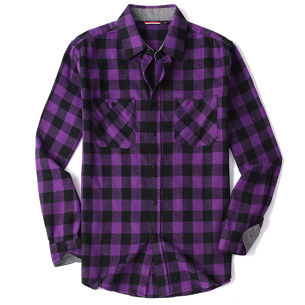 Men's Flannel Shirt - Long Sleeve Buffalo Plaid Button Down Casual Shirt