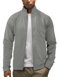 Men's Full-Zip Track Jacket - Textured Knit Athletic Windproof Jacket