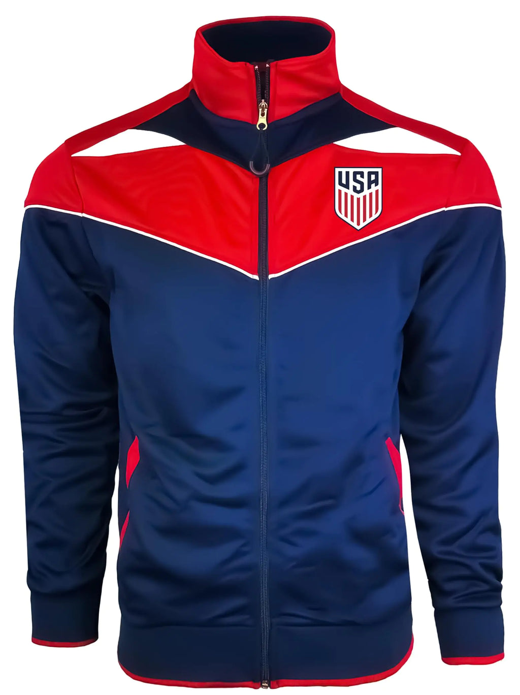Icon Sports Officially Licensed Mens U.S. Soccer Jacket USA Soccer Full Zip Track Jacket Adult Sizes | Navy XX-Large