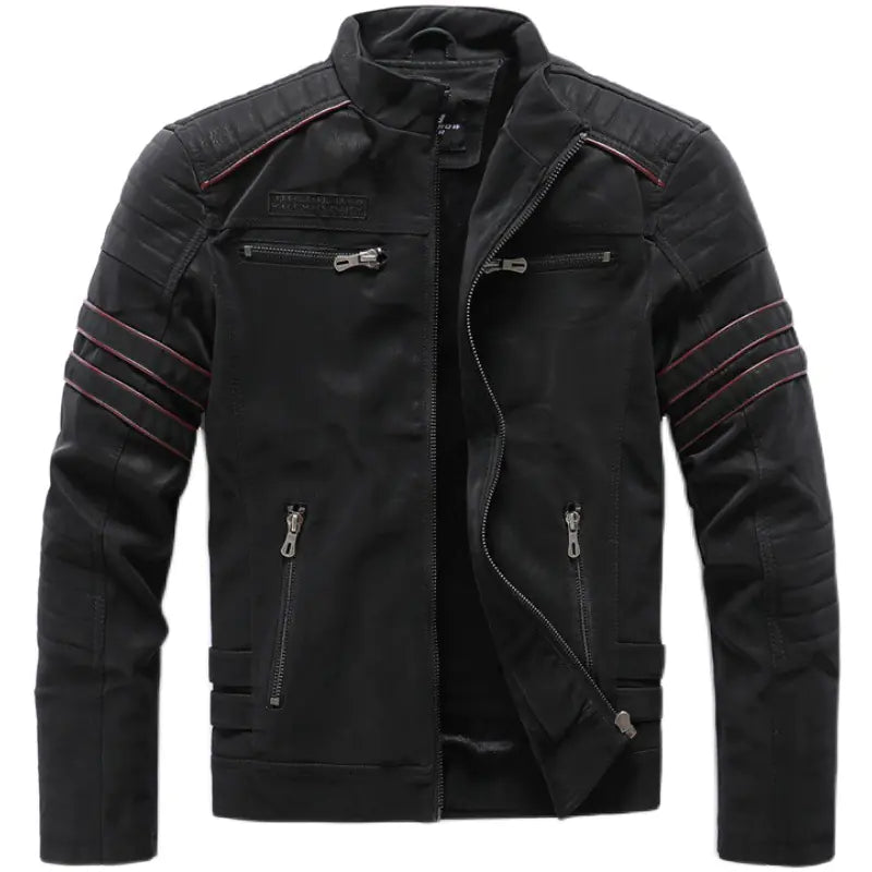 Men's Thick Fleece-Lined PU Leather Jacket (Plus Size)