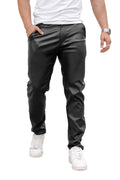 GINGTTO Mens Black Leather Pants Slim Fit Disco Pants for Men Stretch 30