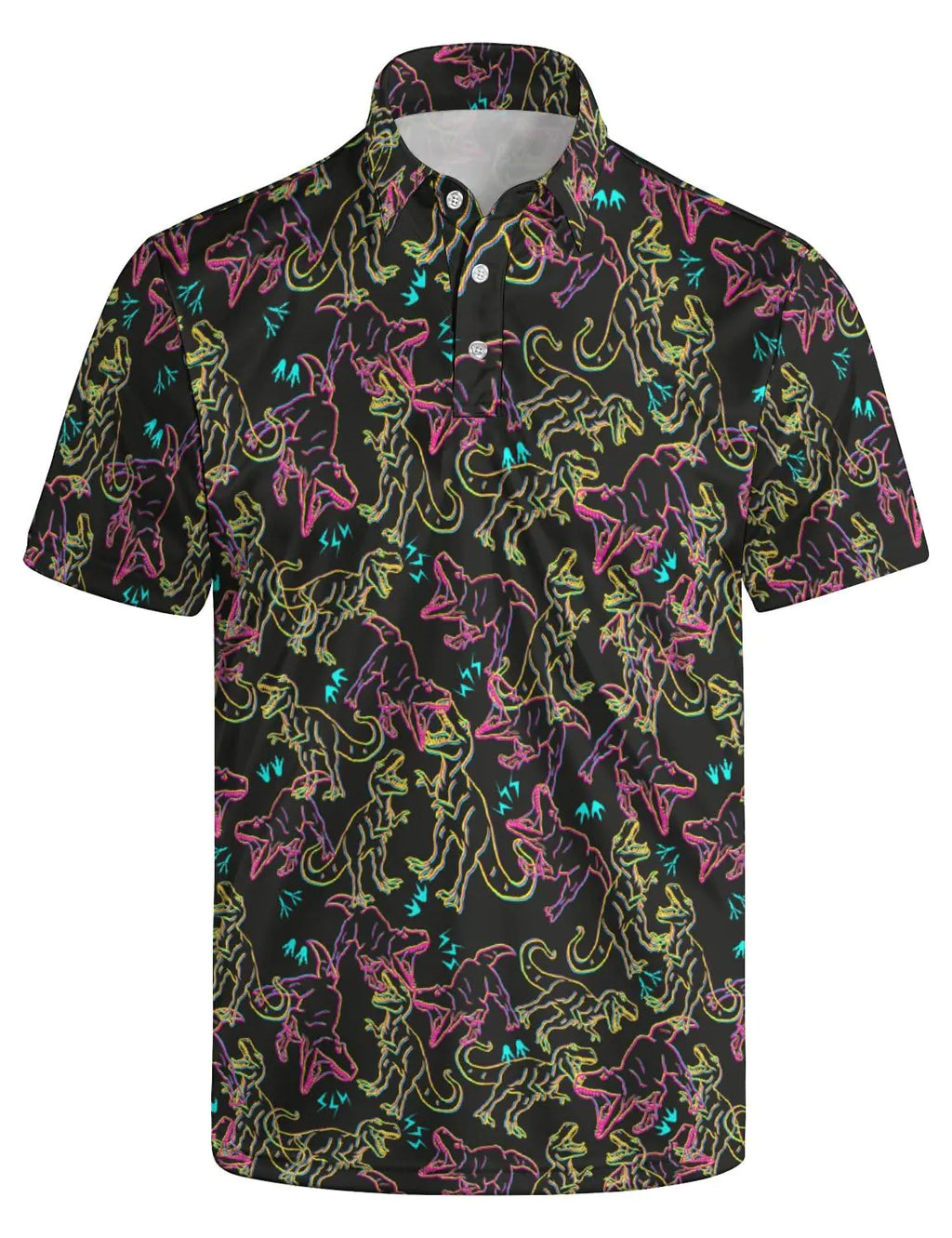 Men's Golf Polo Shirt - Raccoon Print Performance Short Sleeve with 4-Way Stretch