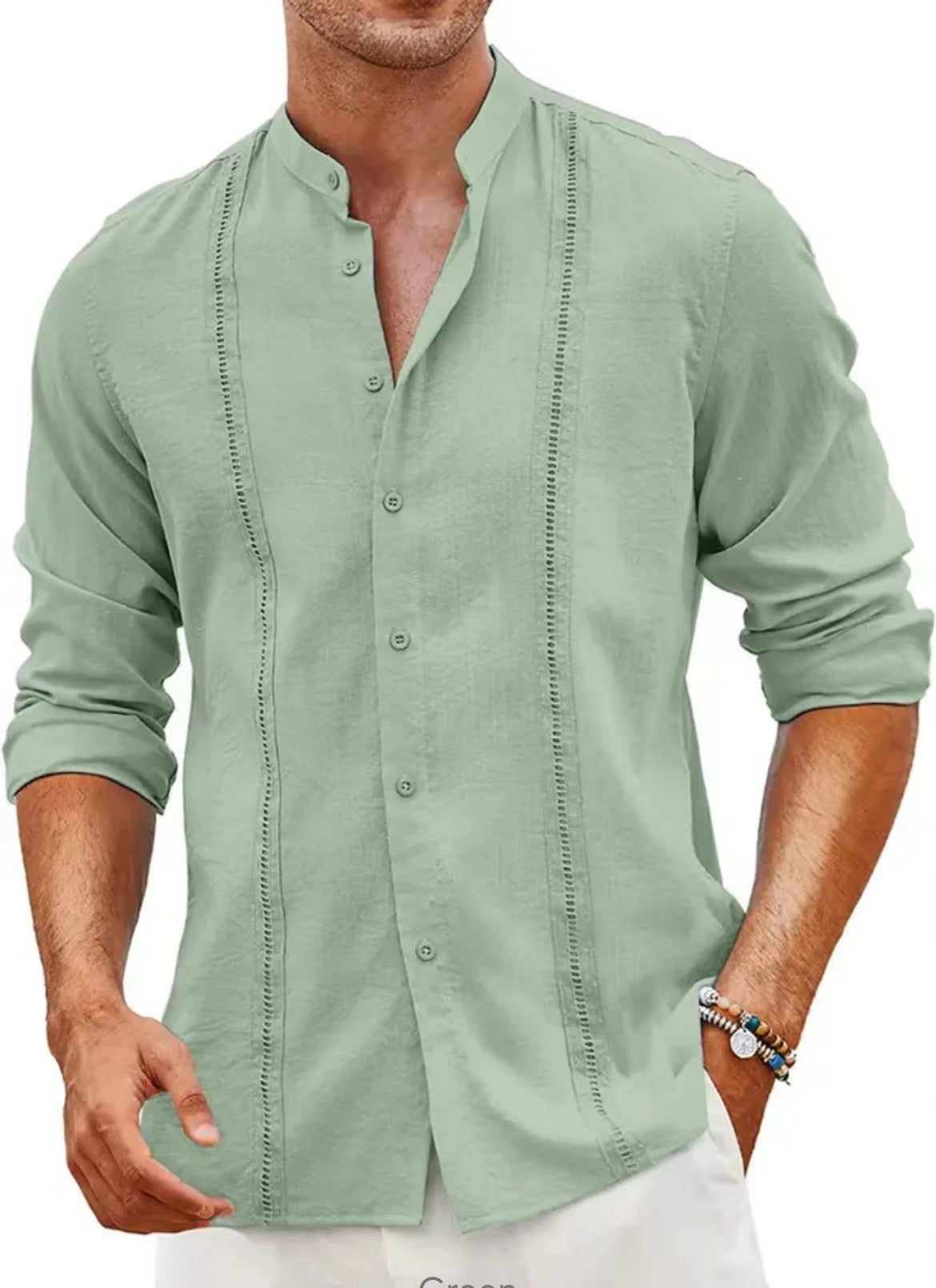 Youth Stand Collar Casual Button Shirt