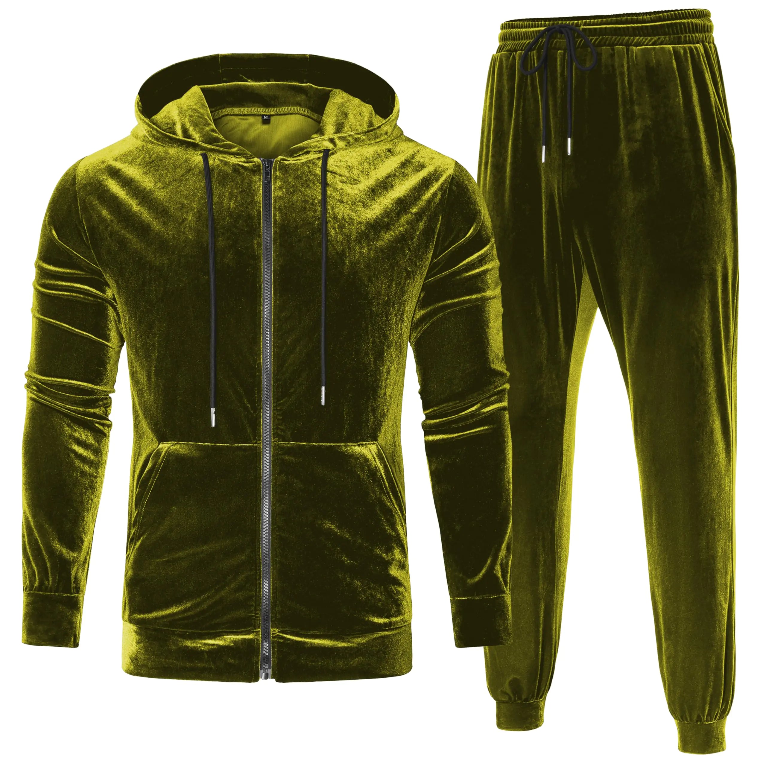 LecGee Mens Velour Tracksuit 2 Piece Hoodie Set Athletic Jogging Sweatsuits for Men Casual Sports Suit Set(GreyMedium)