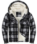 Ceoutdoor Mens Flannel Hoodie Jacket Fleece Lined Flannel Shirt Plaid Zip Up Sherpa Hooded Sweatshirt Warm Winter Coat