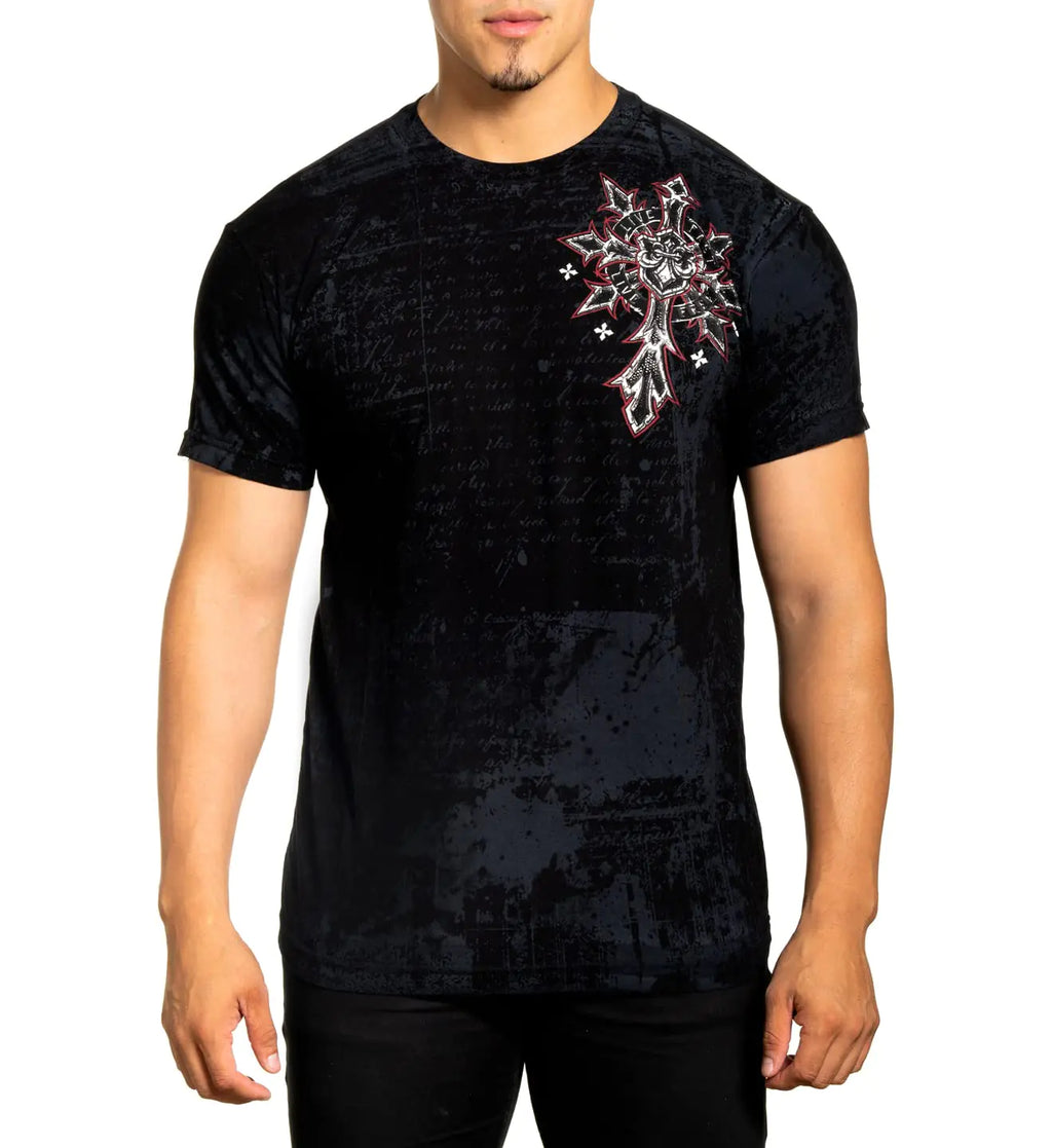 Affliction Men's Retribution Graphic T-Shirt - Bold Short Sleeve Crew Neck Tee