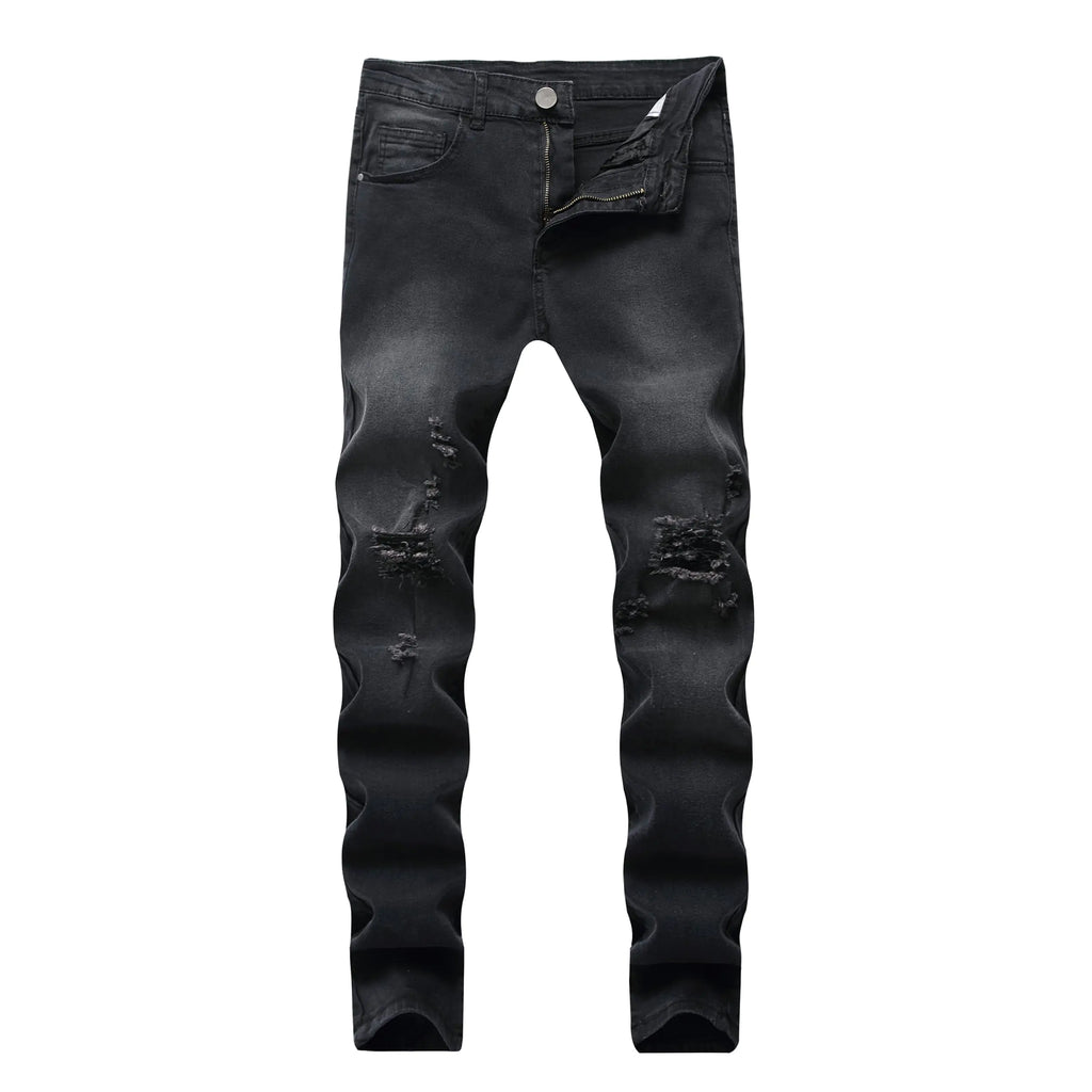 Mukdecu Mens Slim Fit Ripped Jeans (8017 Black 34)