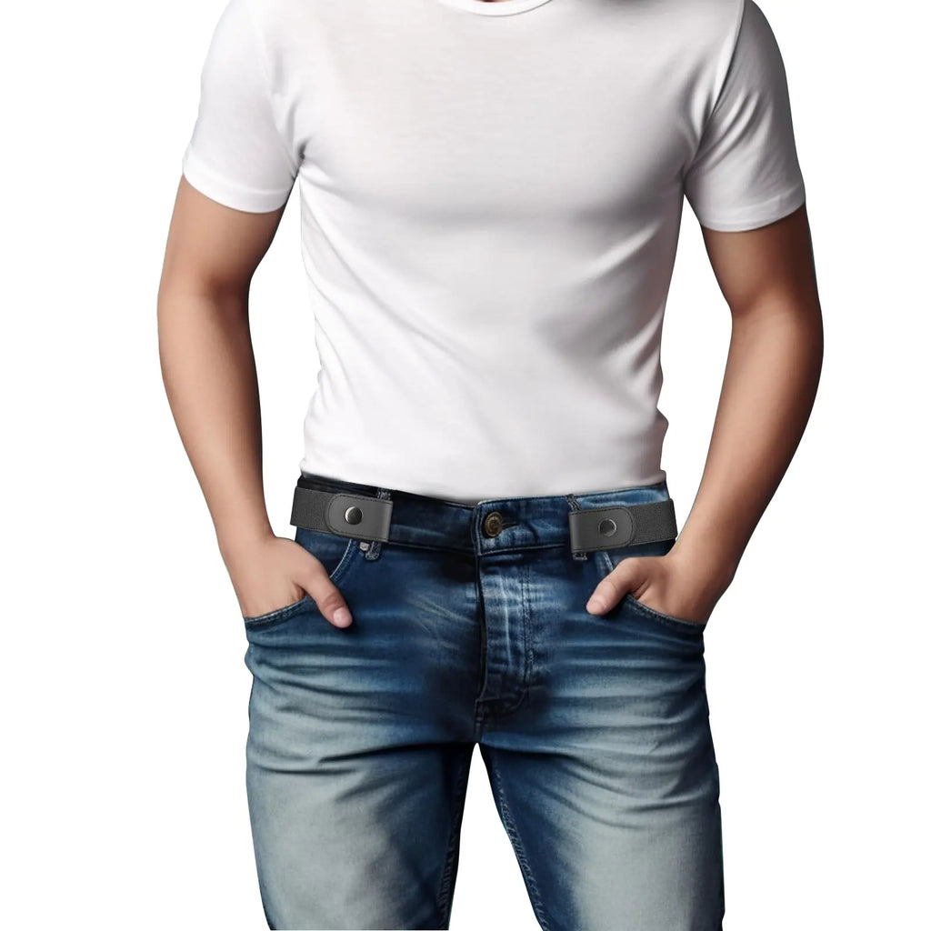 Men's Buckle-Free Elastic Belt - No Buckle Invisible Stretch Waist Belt
