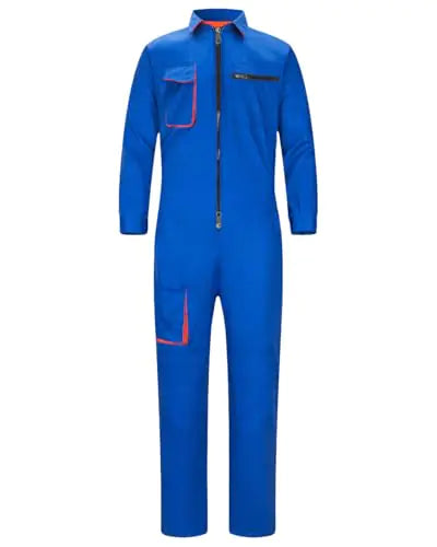 Yukirtiq Mens Coveralls Mechanic Work Jumpsuit Multi Pockets Overalls Long Sleeve Workwear Coverall Royal Blue XXL