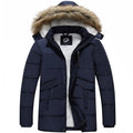 FARVALUE Mens Winter Warm Coats Parka Jacket Waterproof Thicken Jackets With Removable Hood Navy Small
