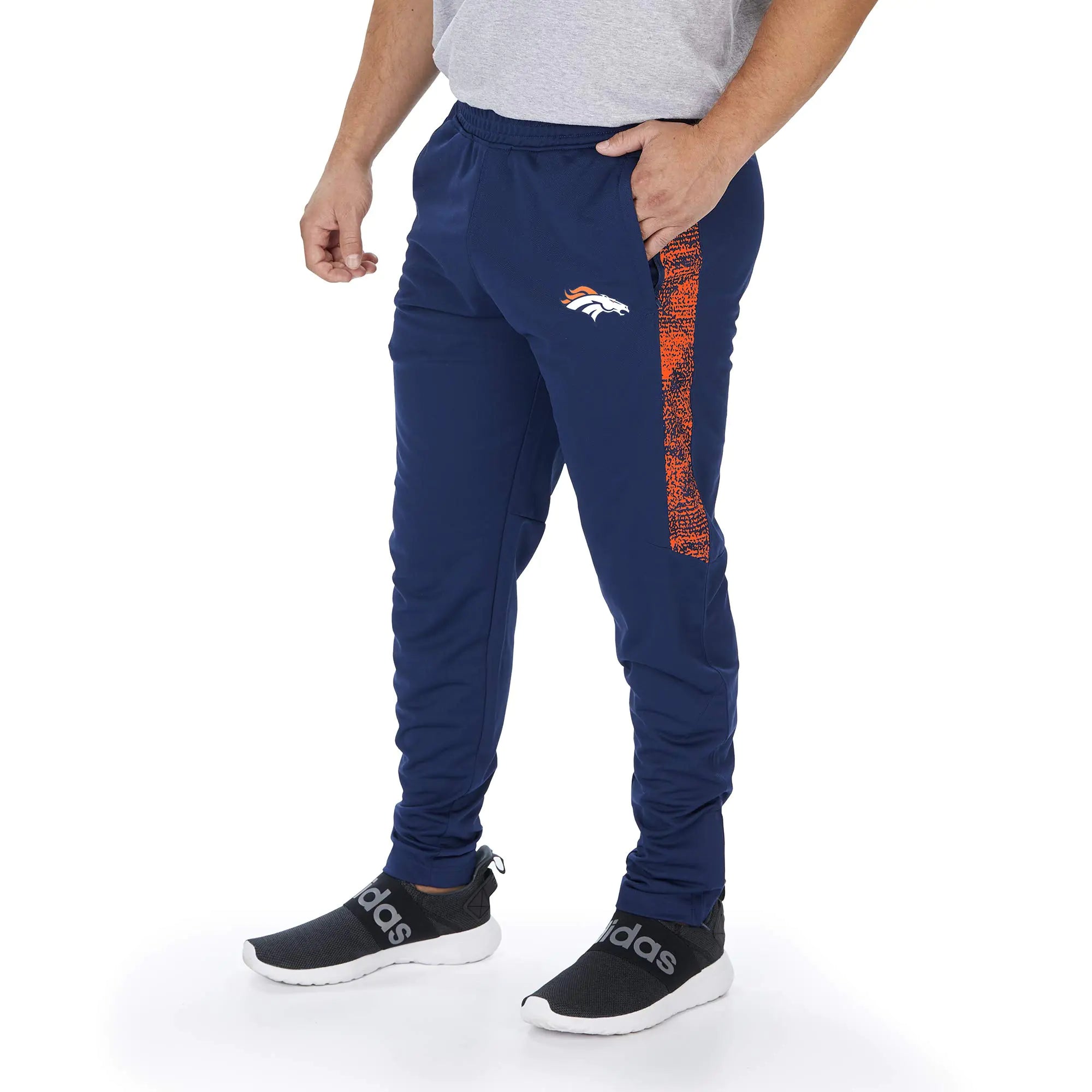 Zubaz Men's NFL Track Pants - Denver Broncos Half Sides Athletic Lounge Pants