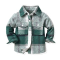 Kids Toddler Flannel Shirt Jacket Plaid Long Sleeve Lapel Button Down Shacket Baby Boys Girls Fall Shirt Coat Outwear B-Green