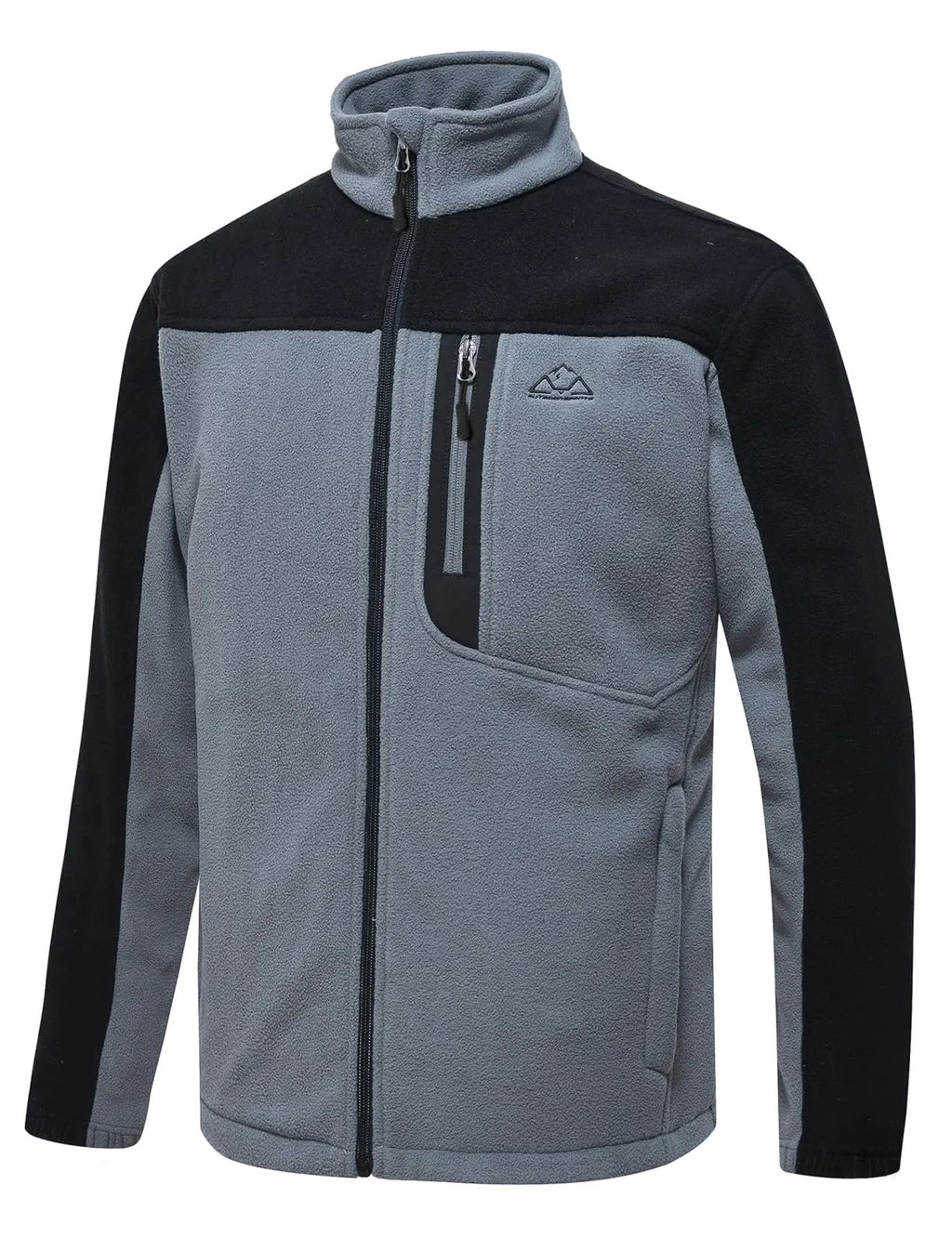 TBMPOY Mens Fleece Jackets Lightweight Full-Zip Fall Jacket Warm Winter Coats Outdoor Hiking with Pockets Gray/Black XL