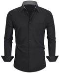 Alimens & Gentle Mens Long Sleeve Shirts Casual Plaid Button Down Shirts for Men Black Dress Shirt