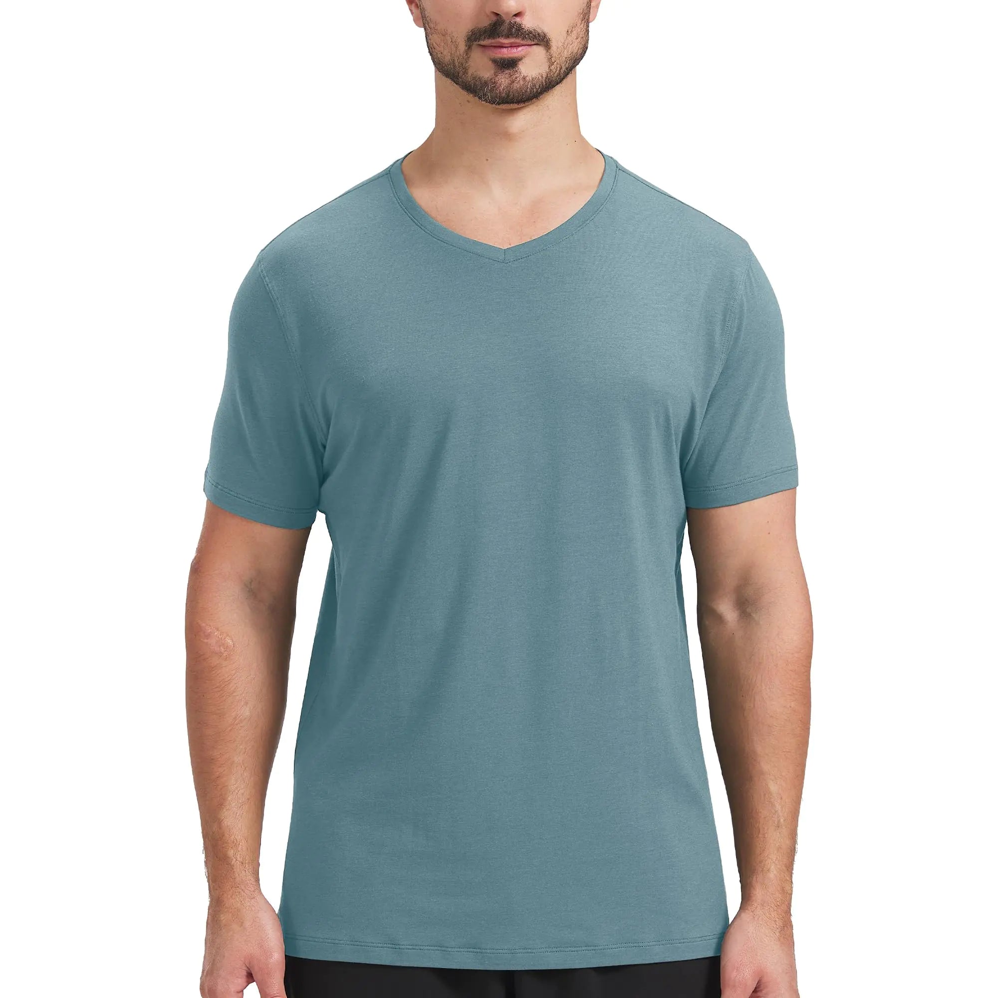 netdraw Mens Ultra Soft V-Neck Bamboo Viscose T-Shirt Comfy Lightweight Casual Basic Cotton Tee Shirt (Smoke Blue XX-Large)