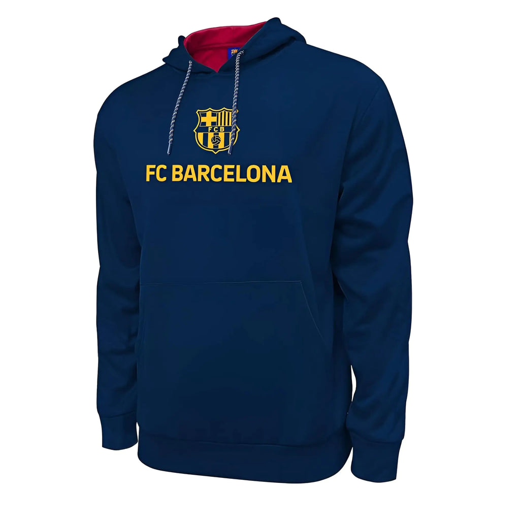 Icon Sports FC Barcelona Officially Licensed Barça Adult Mens Side Step Pullover Hooded Sweatshirt (Medium)