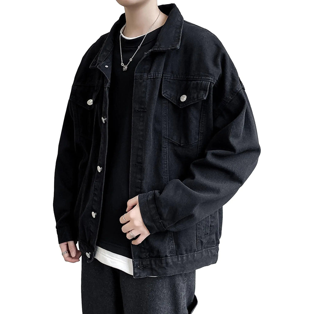 Men's Classic Denim Jacket - Slim Fit Trucker Jean Jacket with Button Front